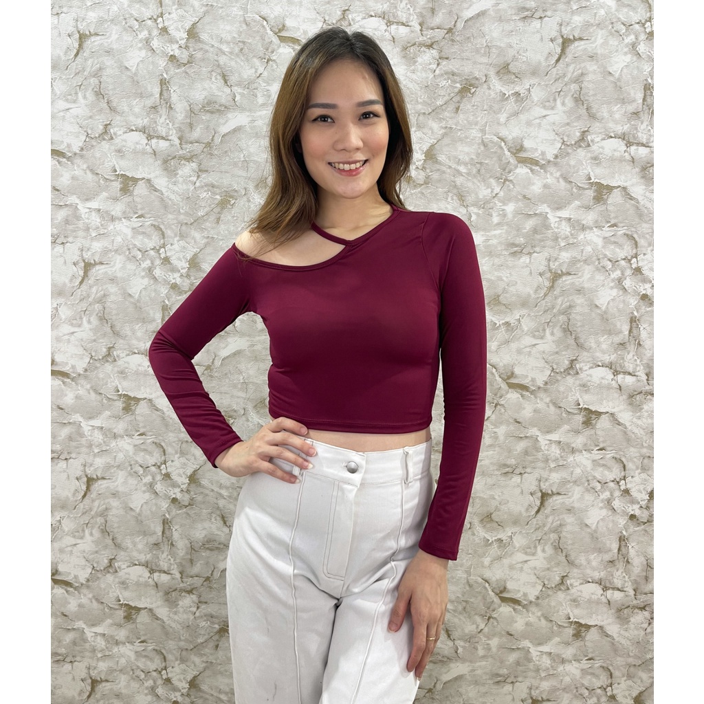 MODAVIE - DIORA CROP TOP Longsleeve Crop Tee Baju Atasan Lengan Panjang