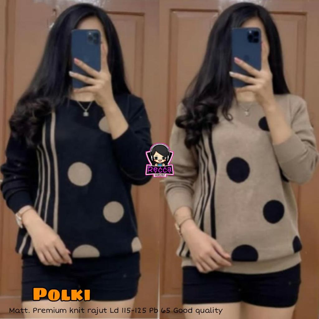 Baju Atasan Blouse Wanita Sweater Rajut Import LD 115 125 Polki Bahan Premium Adem Halus Tebal Recca