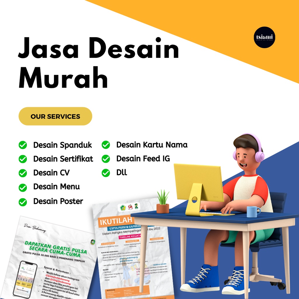 Jasa Desain Undangan Spanduk, Banner, Sertifikat, CV, Kartu Nama, Feed IG (Bisa Custom Desain)