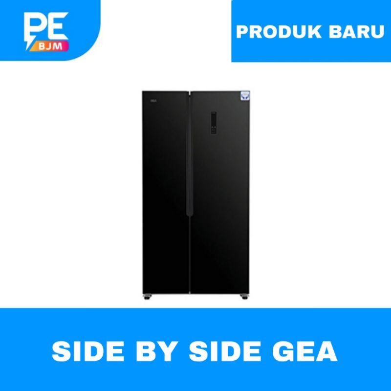 KULKAS SIDE BY SIDE GEA G2D-472R BLACK GLASS GARANSI RESMI KIRIM INVOICE