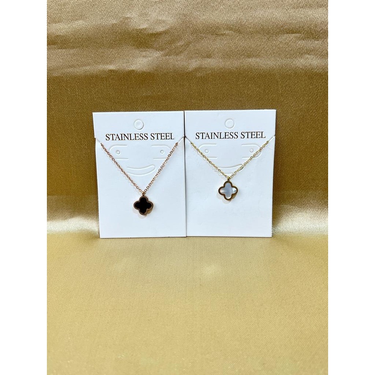 Kalung Titanium Premium Cloverleaf Bolak Balik Kekinian