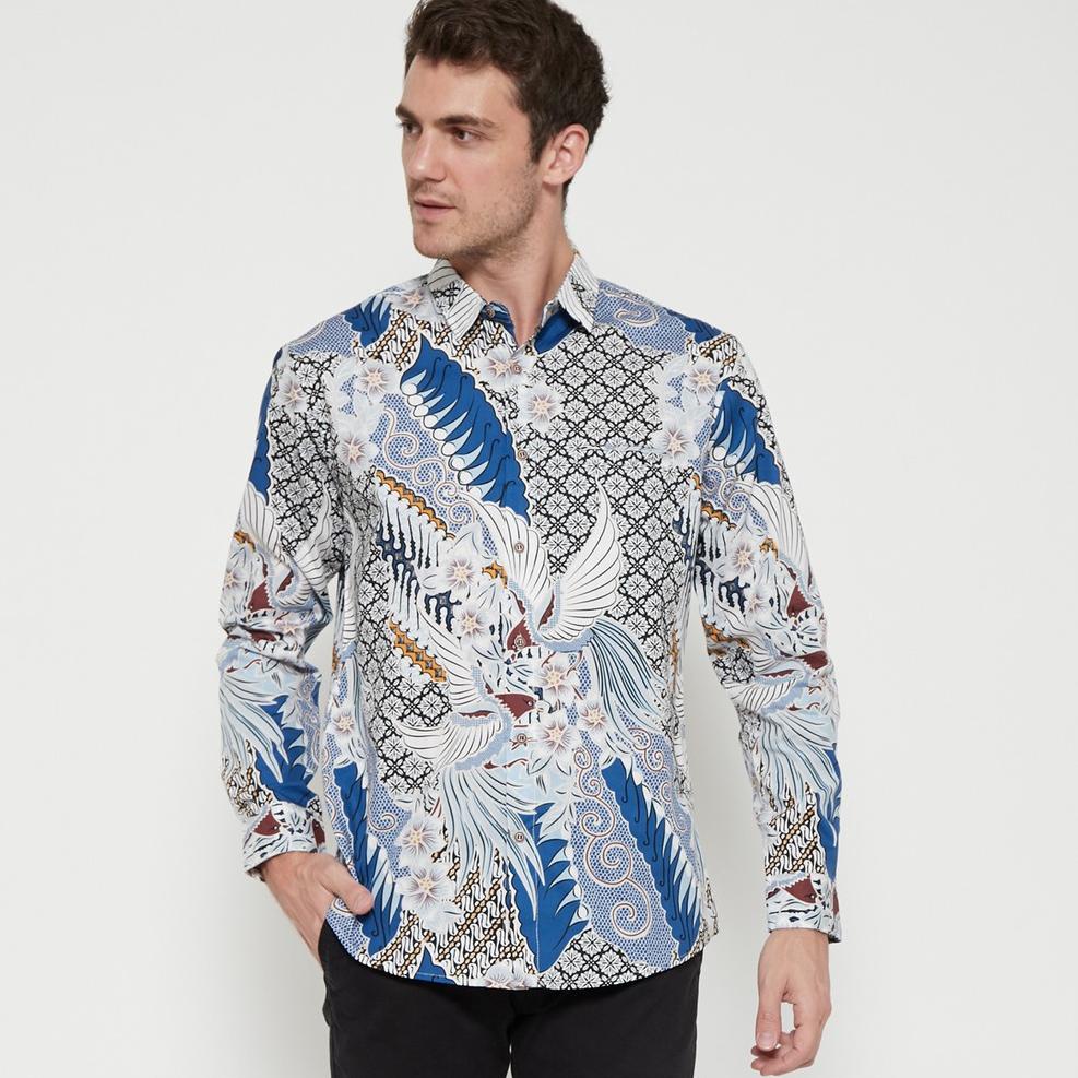 SALE M231 Kemeja Pria Batik Panjang Biru 1423B