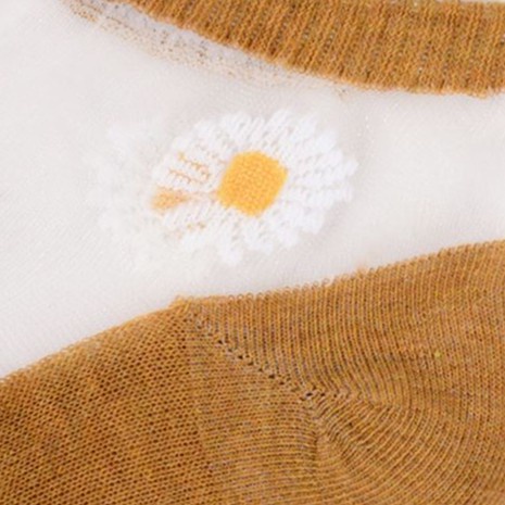 MMM Kaos Kaki Wanita Fashion Transparant Motif Bunga Daisy Kaos Kaki Wanita Motif Bunga Korea impor