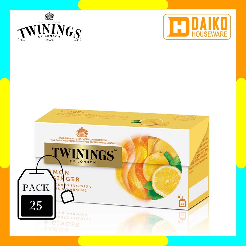 Teh Celup Twinings Lemon &amp; Ginger 25 x 2gr Flavoured Infusion Tea Teah Kantong Rasa Buah Lemon &amp; Jahe