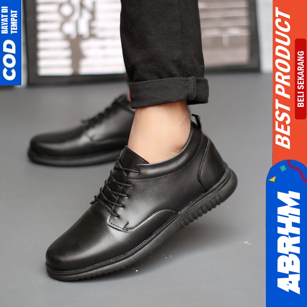 Sepatu Pantofel Formal Pria Casual Hitam Kerja Kantor Abrhm JIGEN