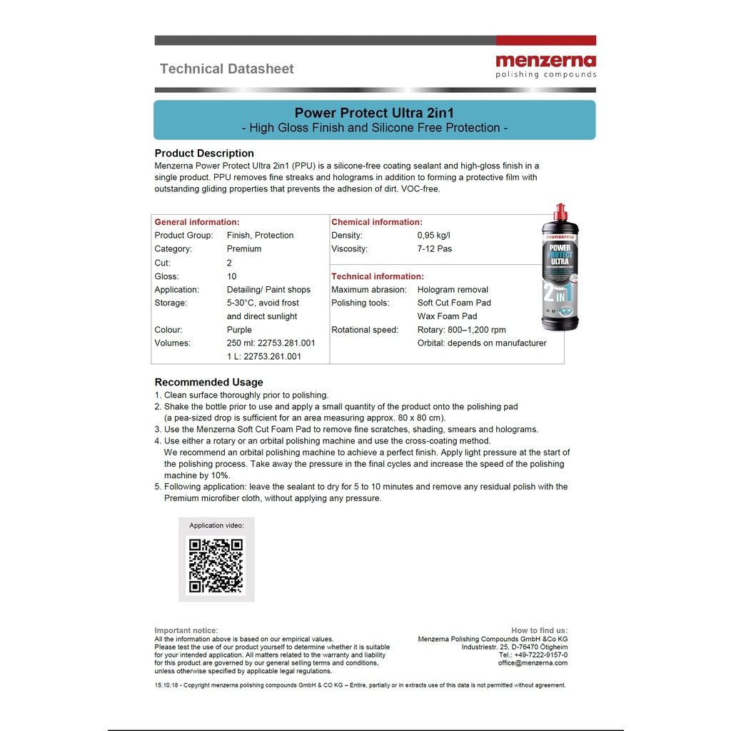 MENZERNA Power Protect Ultra 2 In 1 All In One 50ml AIO Kompon Halus Sealant MURAH