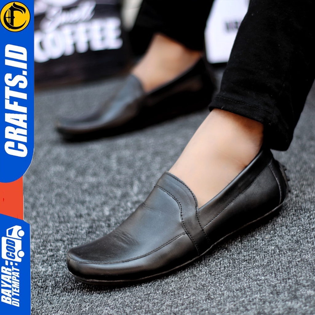 Crafts Yamca - Sepatu Kulit Slip On Casual Kerja Pria