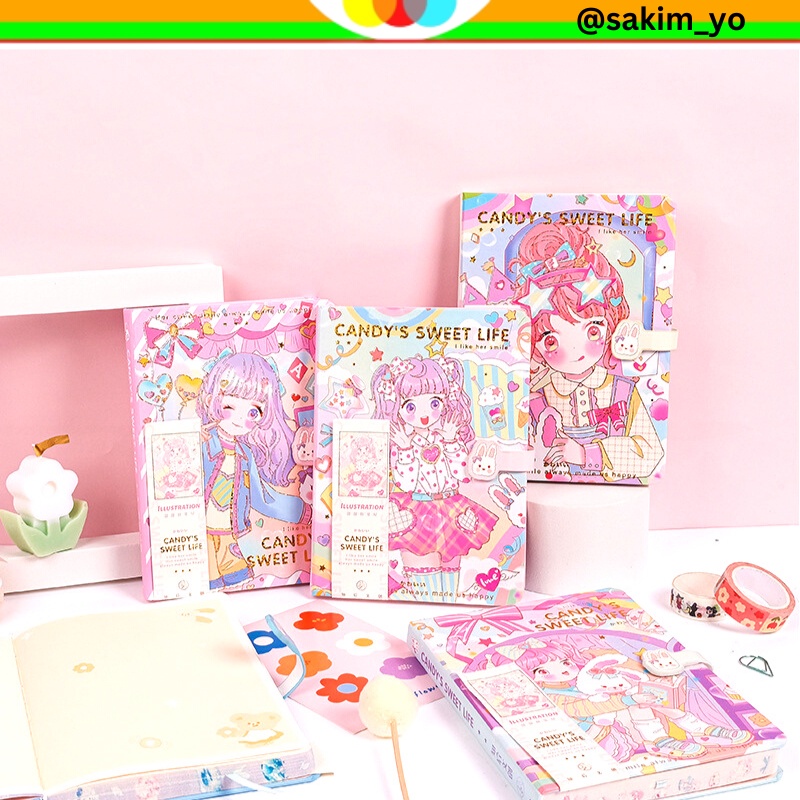 

BUKU DIARY JOURNALING SCARPBOOK HARDCOVER KANCING MAGNET MOTIF ANIME LUCU CATATAN HARIAN BUKU MEMO ISI 128 LEMBAR BERWARNA @sakimyo