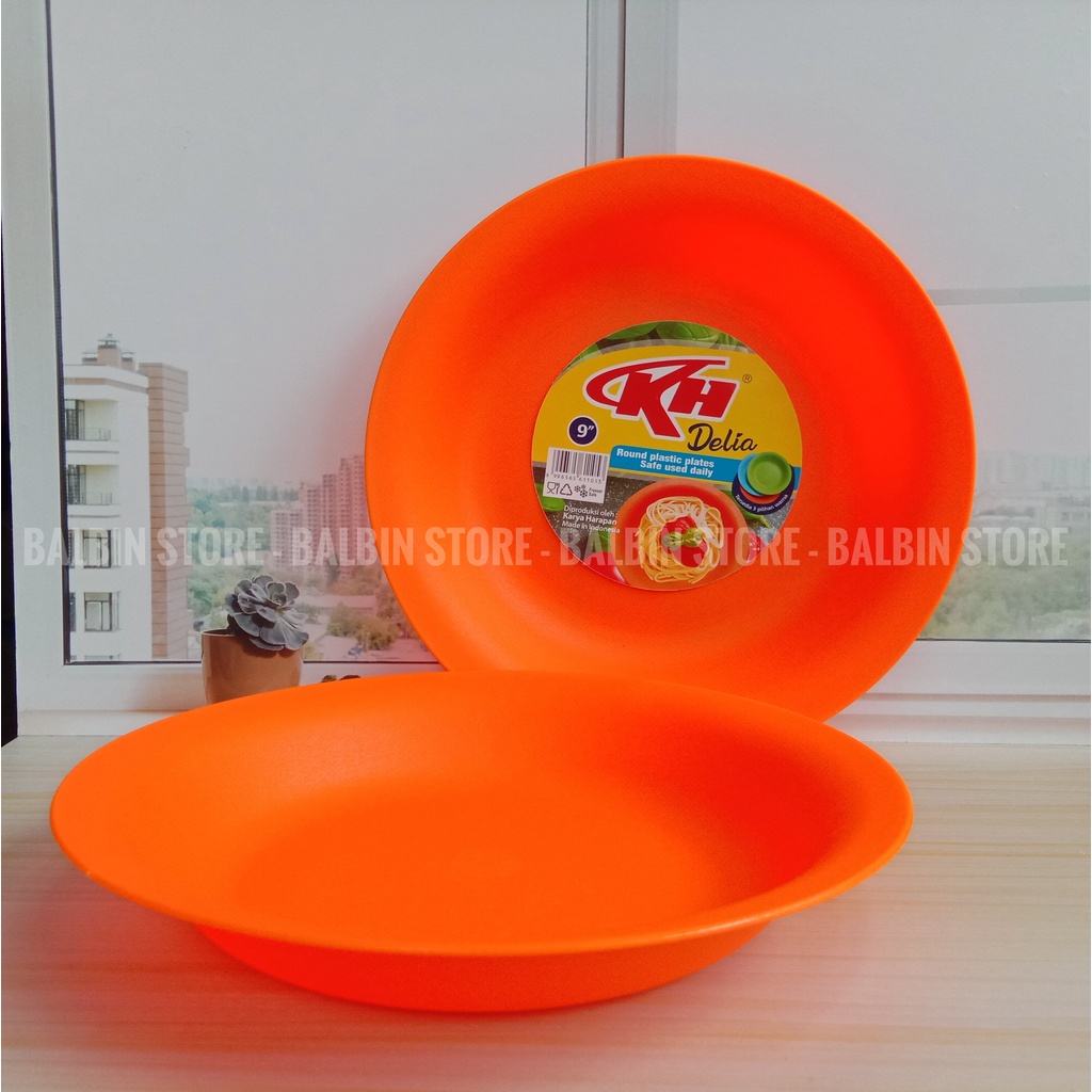 PROMO 1 LUSIN PIRING BULAT UKURAN BESAR DIAMETER 23 CM MODEL CEKUNG DALAM VARIAN MULTI WARNA - PIRING MAKAN KUALITAS FOOD GRADE