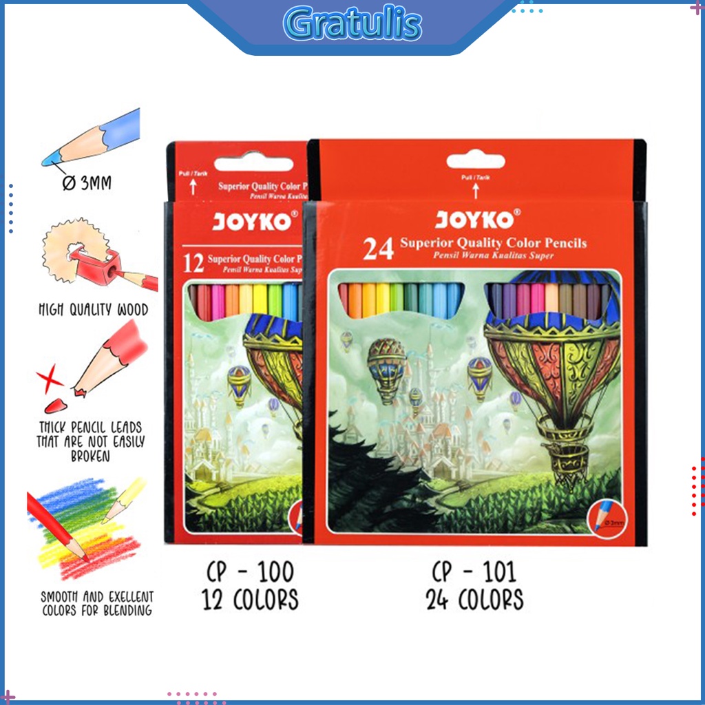 

PENCIL WARNA PANJANG JOYKO [CP-100/12 WARNA] / PERALATAN PERLENGKAPAN SEKOLAH / ALAT TULIS / PENSIL COLOR WARNA LENGKAP / PINSIL GAMBAR / ALAT PENGSIL