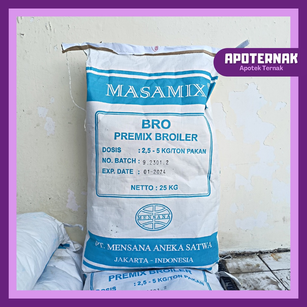 MASAMIX BRO 25 kg | Premix Broiler Pemacu Pertumbuhan Ayam Pedaging Broiler | Lebih Cepat Gemuk | Bobot Ayam Naik