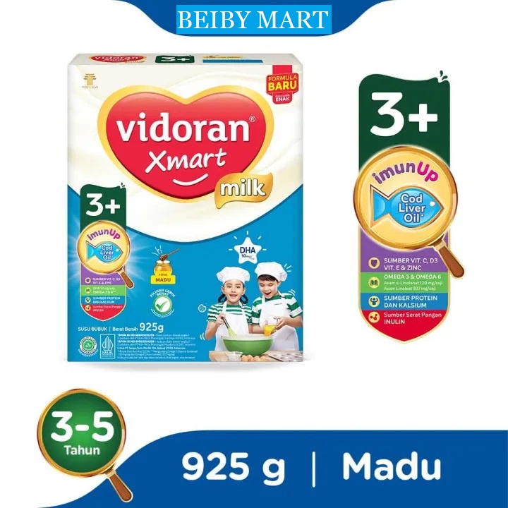 Susu Anak VIDORAN XMART Tahap 3+ Rasa Vanila / Madu Netto 925 Gram