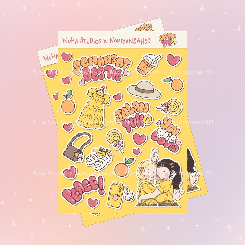 

Sticker by nopiyansah93 | Jalan Yuk Semangat Bestie Cewek Love Dress Topi Lolipop HP Jeruk | Aesthetic Sticker Estetik Stiker HP Laptop Botol Cute Waterproof Scrapbook Diary Journal Bujo Anti Air