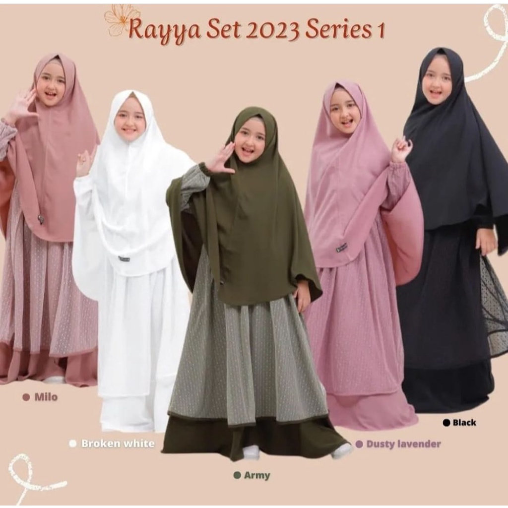 TERBARU RAYYA SETT SERIES GAMIS ANAK+JILBAB Ukuran XL-L ( L usia 4-6th, XL usia 7-10th, ) DRESS ANAK PEREMPUAN KEKINIAN 2023 GAUN ANAK FASHION KIDS MUSLIMAH OUTFIT UNTY BAJU ANAK PESANTREN MUSLIMAH