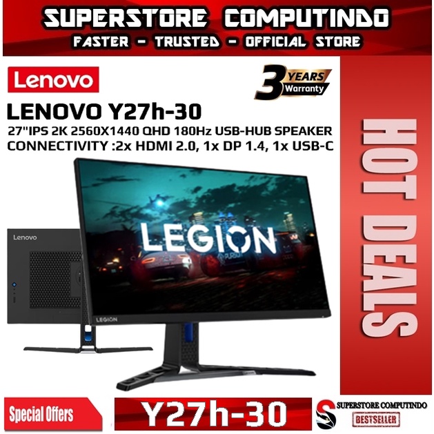 Monitor Lenovo Y27h-30 27&quot; IPS QHD 1440p 180Hz HDMI DP USB-C Speaker