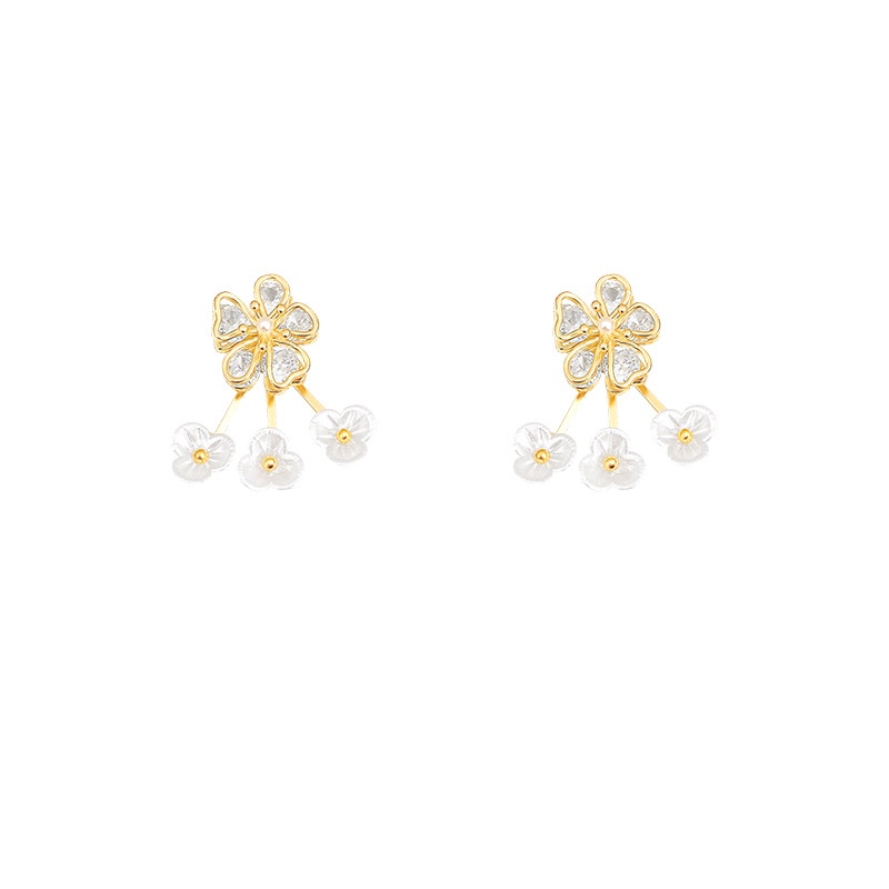 925jarum Perak Gaya Baru Indah Zirkon Bunga Anting Wanita Fashion Stud Earrings