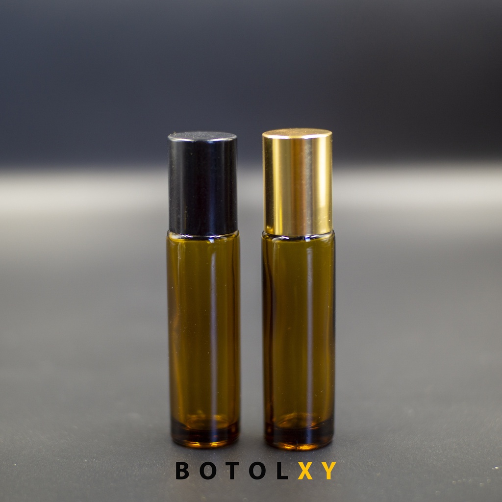 Botol Roll On 10ml ROLLER BESI Kaca AMBER TEBAL BERAT Essential OiL