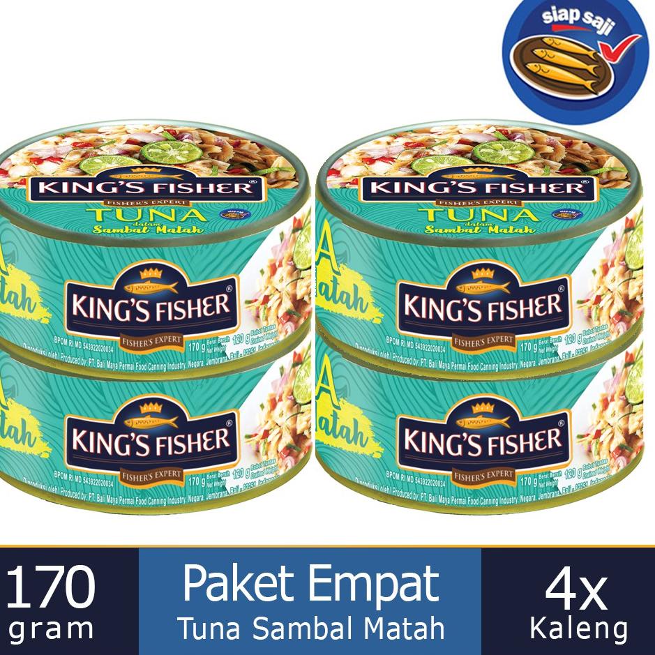 

֍ Paket 4 Pcs King's Fisher Tuna Sambal Matah Daging Tuna Makanan Kaleng 170 g ☑