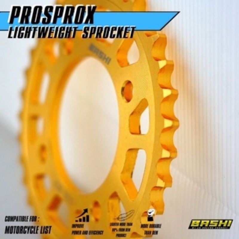 GEAR BELAKANG  BASHI PROSPROX 428 sprocket raving ringan lighweight rear universal suzuki satria fu smash satria 2tak