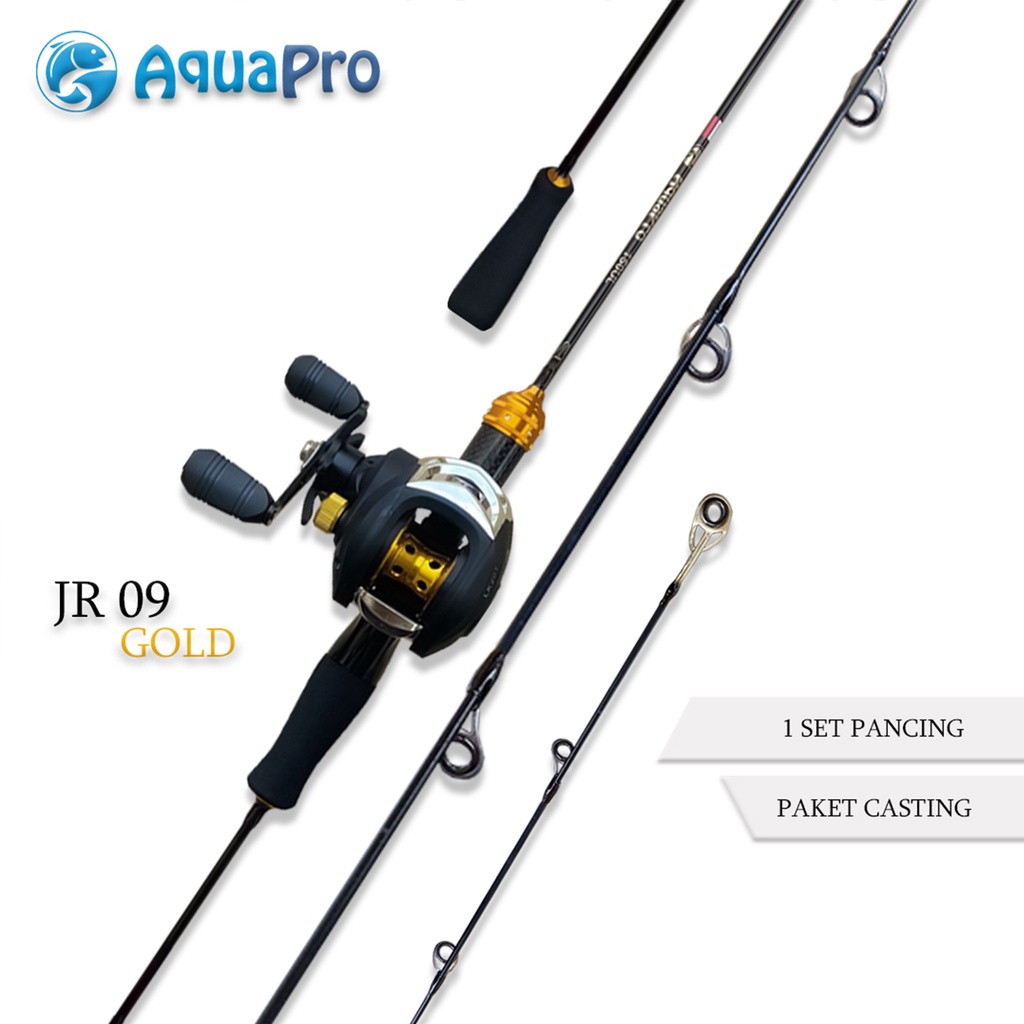 Paket Set Joran Pancing UltraLight JR09 Bait Casting 150M 165M 180M Reel Pancing Bait Casting Fishing Rod Max Drag 10kg