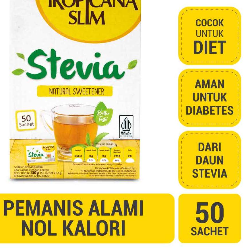 

♘ Tropicana Slim Sweetener Stevia 50 sachet - Pemanis Alami untuk Batasi Gula ➥