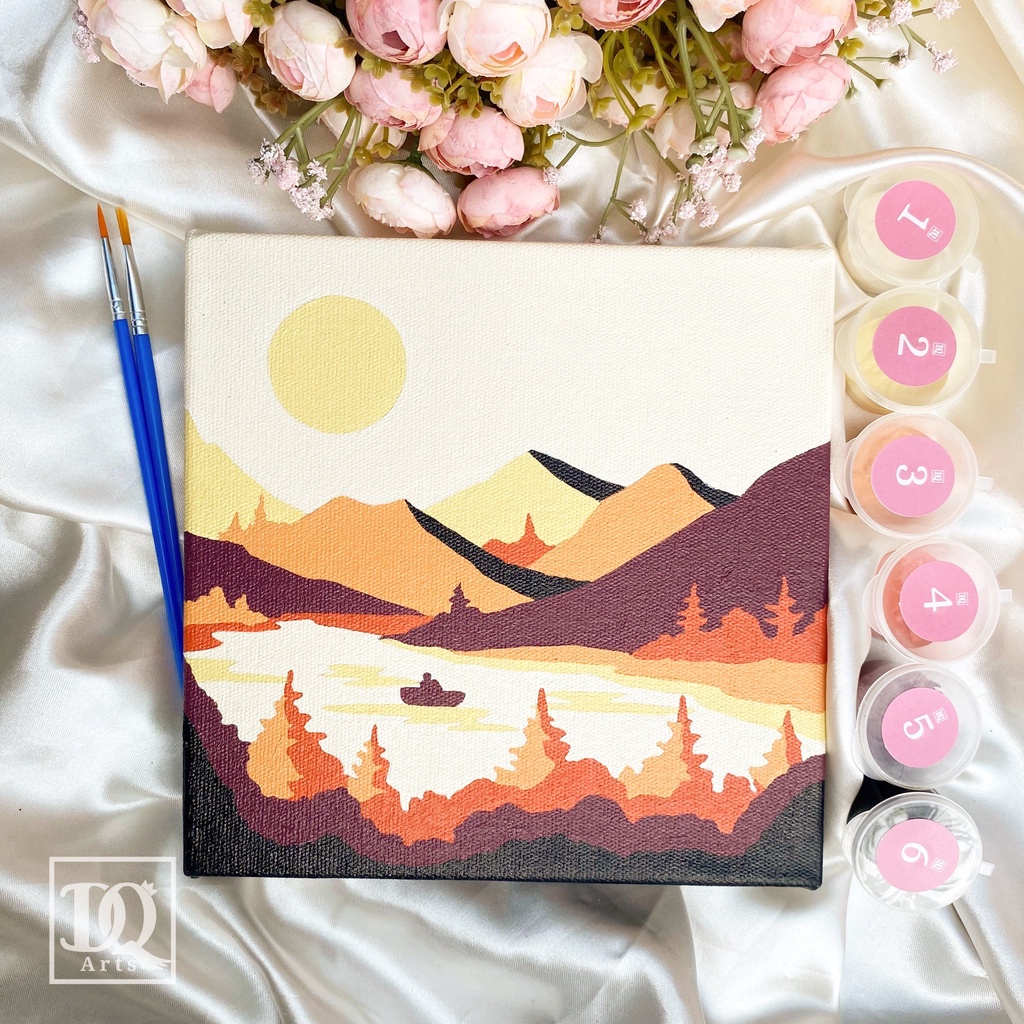 

DQ Arts | Paint By Numbers Kit (FELICITY) | Paket Melukis | 20x20cm Kanvas+6 Cups Cat Akrilik Painting Kit