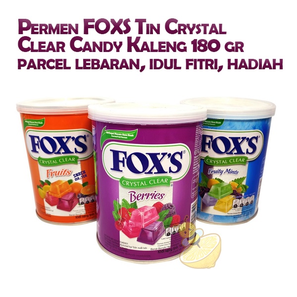 

Permen FOXS Tin Crystal Clear Candy Kaleng 180 gr parcel lebaran, idul fitri, hadiah