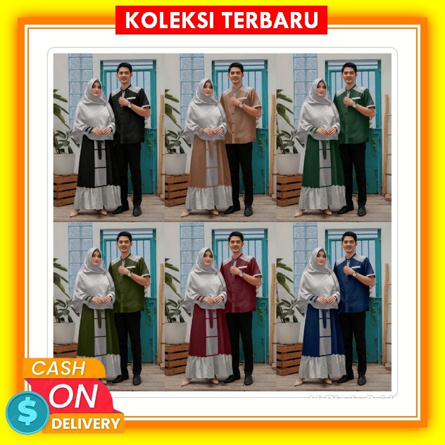 Couple Gamis Muslim Baju Lebaran 2023 Model Terbaru - Baju Pasangan Remaja Kekinian Gamis Koko Kobat