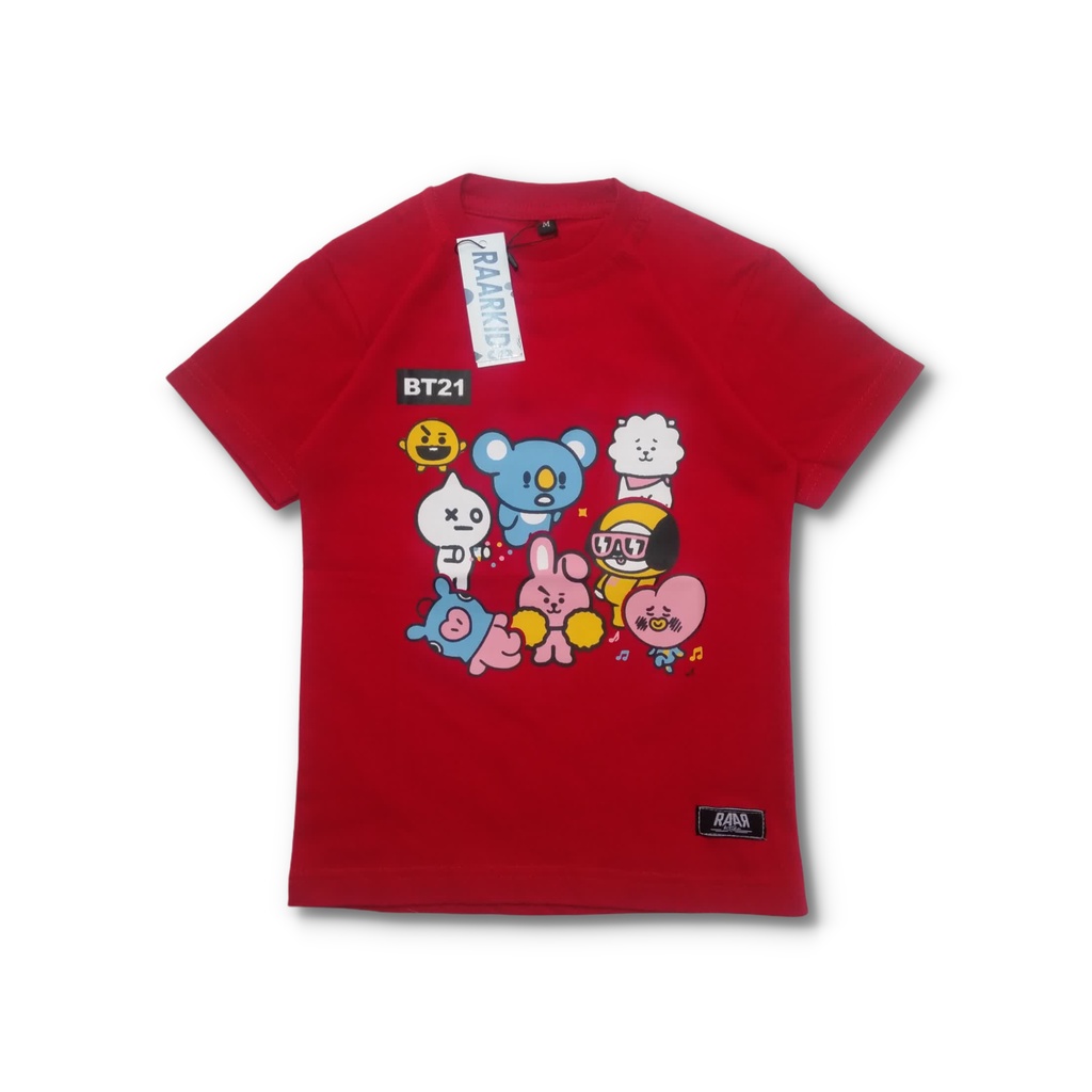 Baju atasan kaos anak perempuan usia 1 8 tahun karakter BT21 By Raarkids