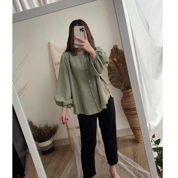 MURAH MERIAH Atasan Cavella Blouse - Atasan Blouse Crinkle - Atasan Wanita - Kemeja Blouse - Kemeja 