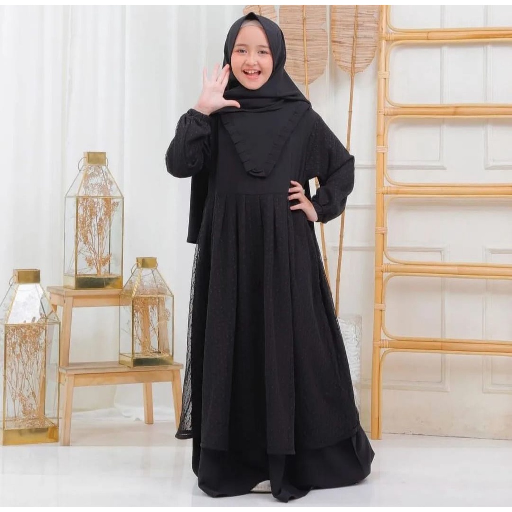 TERBARU RAYYA SETT SERIES GAMIS ANAK+JILBAB Ukuran XL-L ( L usia 4-6th, XL usia 7-10th, ) DRESS ANAK PEREMPUAN KEKINIAN 2023 GAUN ANAK FASHION KIDS MUSLIMAH OUTFIT UNTY BAJU ANAK PESANTREN MUSLIMAH