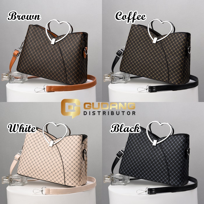 Handbag GD23559 Tas Selempang Wanita Motif Cantik Love Fashion Import