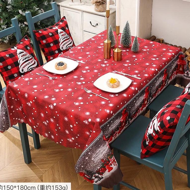 STOK TERBATAS Taplak Meja Natal 150 x 180cm -Taplak Meja Motif Natal-Taplak Murah-Taplak Meja Makan/