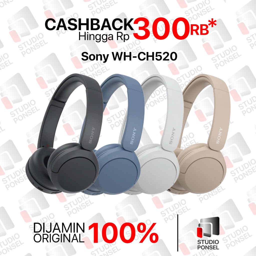 Sony WH-CH520 Wireless On-Ear Headphones with Microphone Headset