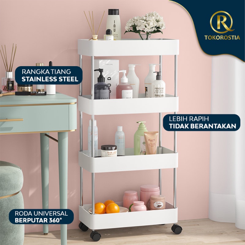 Rak Susun Plastik N39 Roda Serbaguna Penyimpanan 4 Tingkat