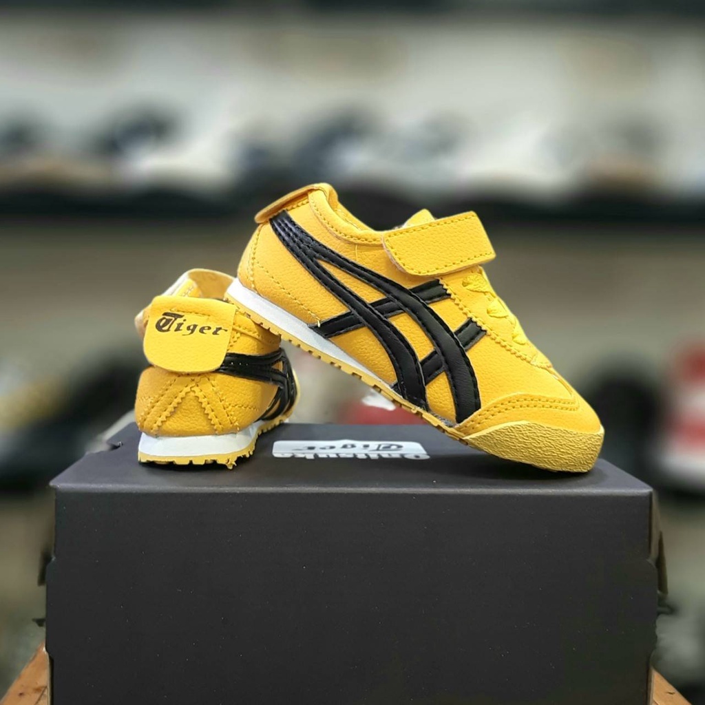 SEPATU ANAK LAKI-LAKI SNEAKER ONITSUKA TIGER TALI PEREKAT KUNING HITAM PUTIH BIRU