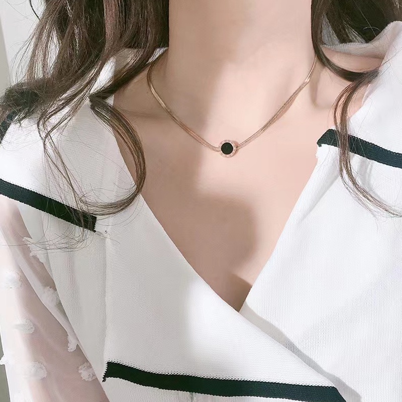 Kalung korea Wanita Titanium Model Terbaru Wanita Anti Karat - Kalung Titanium Asli Gepeng Liontin