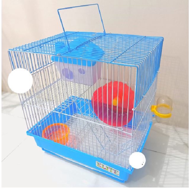 Kandang Hamster HM 03 KOTAK Villa Hewan + Tempat Makan Minum Mainan Rumah