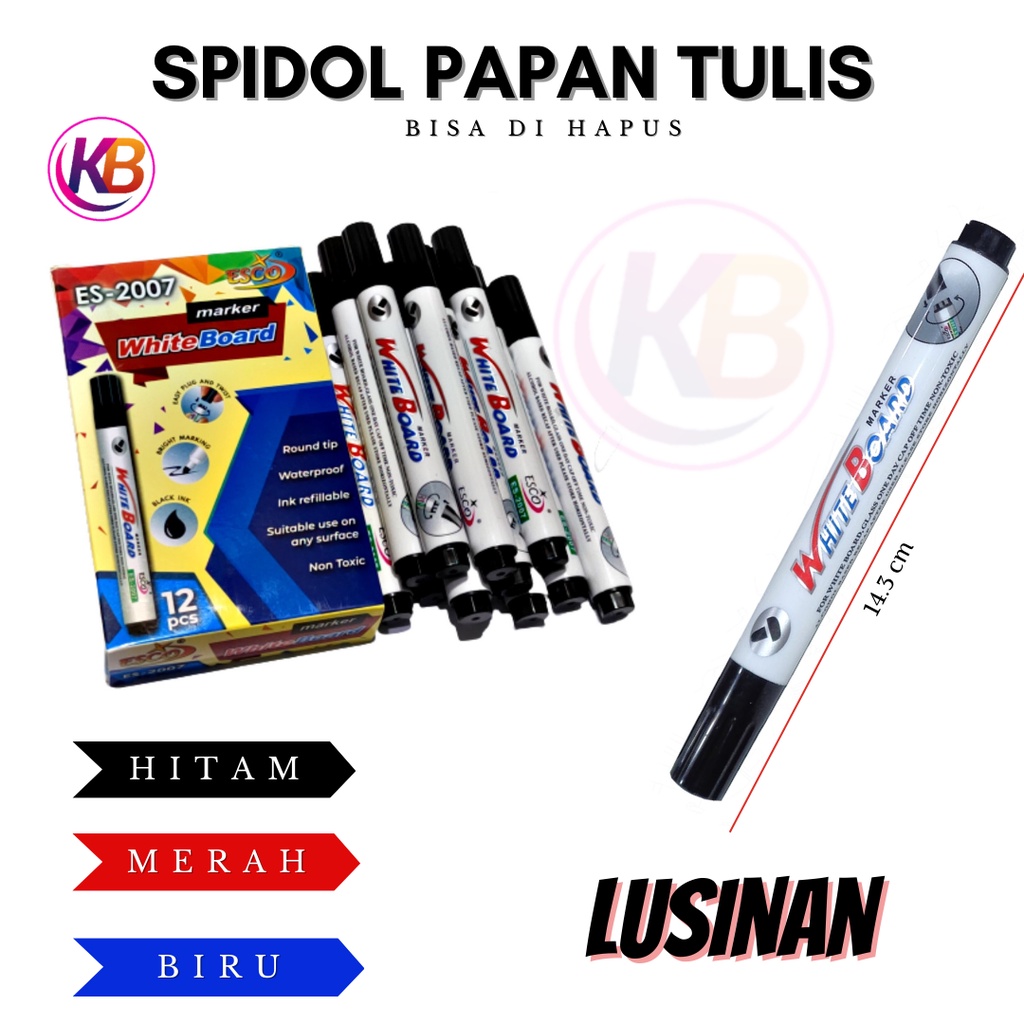 

1 PACK 12 PCS Spidol Whiteboard Esco ES 2007 Marker Murah Harga Grosir / Spidol Papan Tulis Mudah Dihapus / Toko Gemilang
