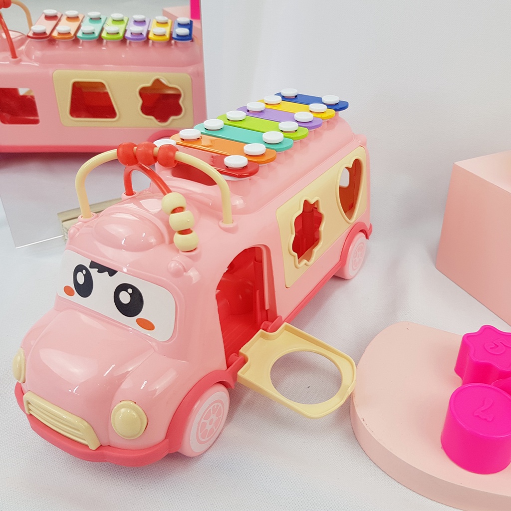 Mainan Bus Xylophone Mobil / Mainan 3in1 Musik/ Sorting Bentuk dan Alur kawat/ Mainan Anak Edukasi YE20 / MAINAN EDUKASI ANAK MOBIL BUS XYLOPHONE YE 20 / MOBIL SORTASI WIRE ALUR KAWAT ( YOGOBATA )