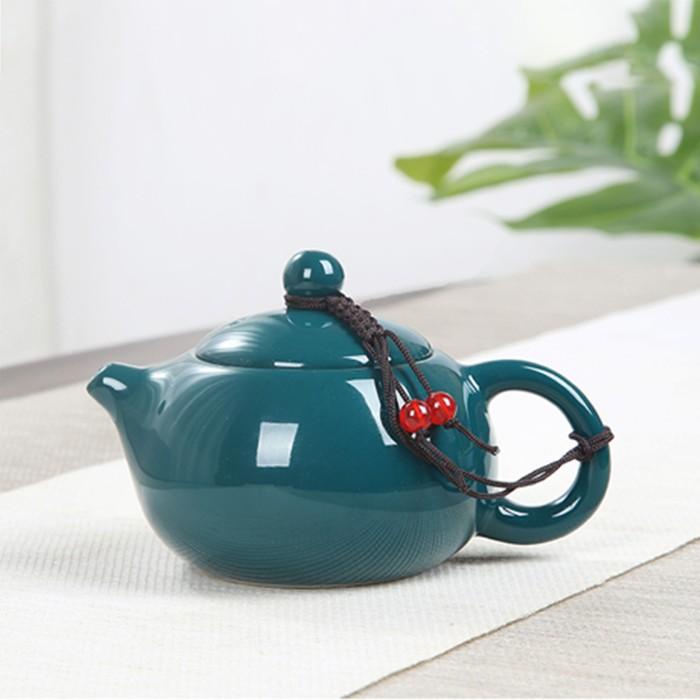 Set Poci Teko Gelas Cangkir Saringan Keramik Teh Tie Kuan Yin Herbal