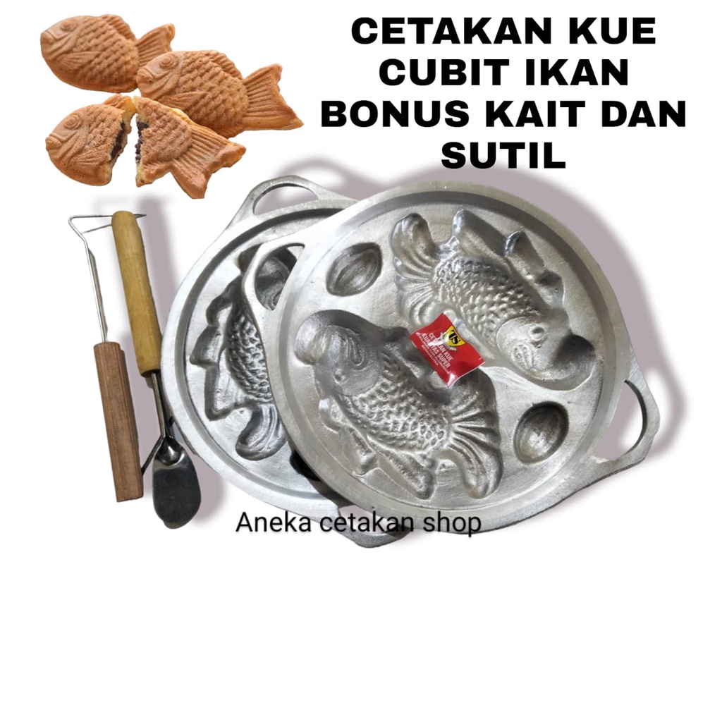 Cetakan bolu bhoi khas aceh motif ikan / loyang kue bolu kering bolu bhoi motif ikan isi 2 lubang gr