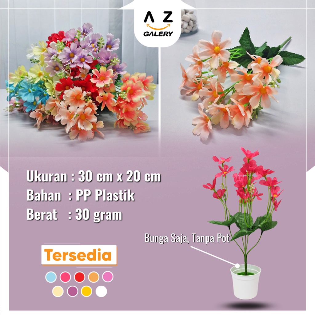 Bunga Hias Plastik Tangkai Buket Bunga Tanaman Palsu Artifical Flower Sintetis Palsu Hiasan Dekorasi Pelaminan Cantik Azgalery PBP109