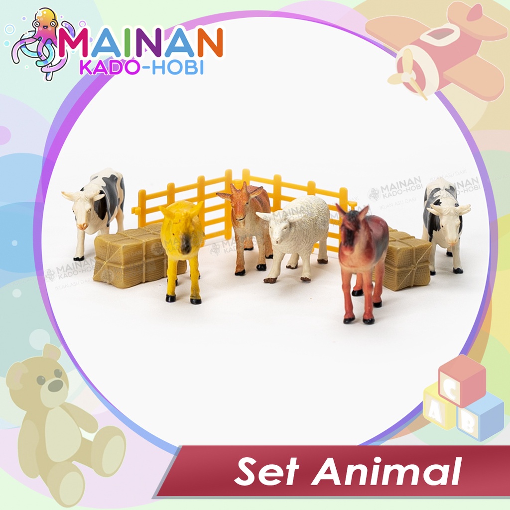 SET KADO MAINAN ANAK MINIATUR BONEKA FARM ANIMAL HEWAN BINATANG TERNAK