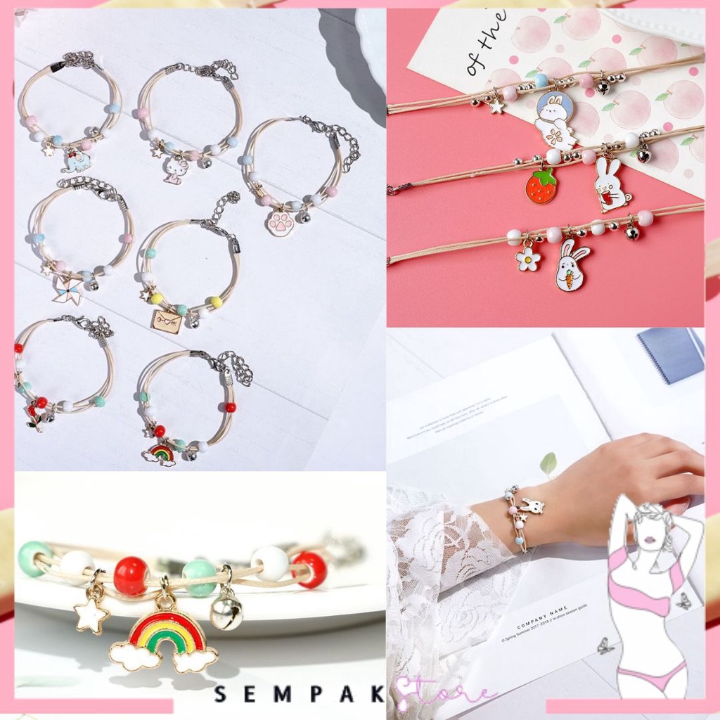 SS Gelang Couple Wanita Karakter Gelang Persahabatan Tali Lucu Bracelet Korea Unicorn Couple Sahabat Manik Tali Wanita Braided Friendship Adjustable Aksesoris Motif Persahabat