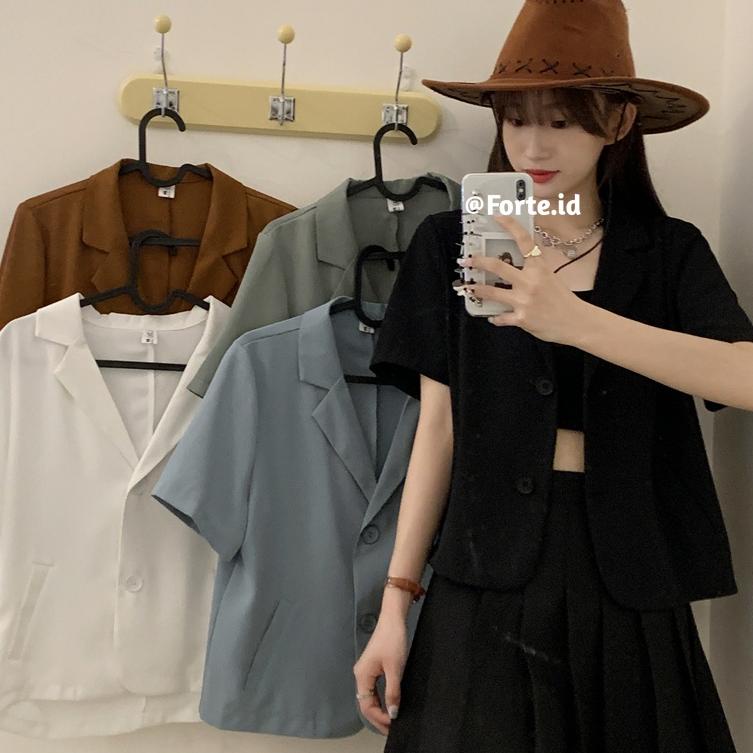 BEST PRODUCT Blazer Korea Crop Jaket Wanita Terbaru Blezer Hitam Outer Import