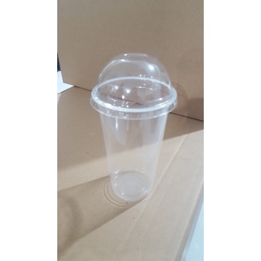 [Gelas Takar] Gelas/Cup Plastik Pp 22Oz Tebal+Tutup Cembung/Dome Lid [Pengukur]