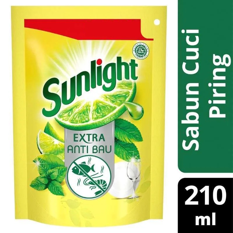 Sunlight Extra Jeruk Nipis & Mint Sabun Cuci Piring Refill 210Ml 210 ml