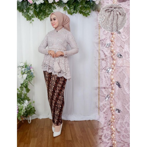 Set Blouse Tunik Nayla Brokat Kombinasi Payet Mutiara / Set Kebaya Pesta / Kebaya / Stelan Kebaya Kondangan / Kebaya Brokat / Stelan Kebaya Wanita /Kebaya Modern / Stelan Kebaya Lamaran