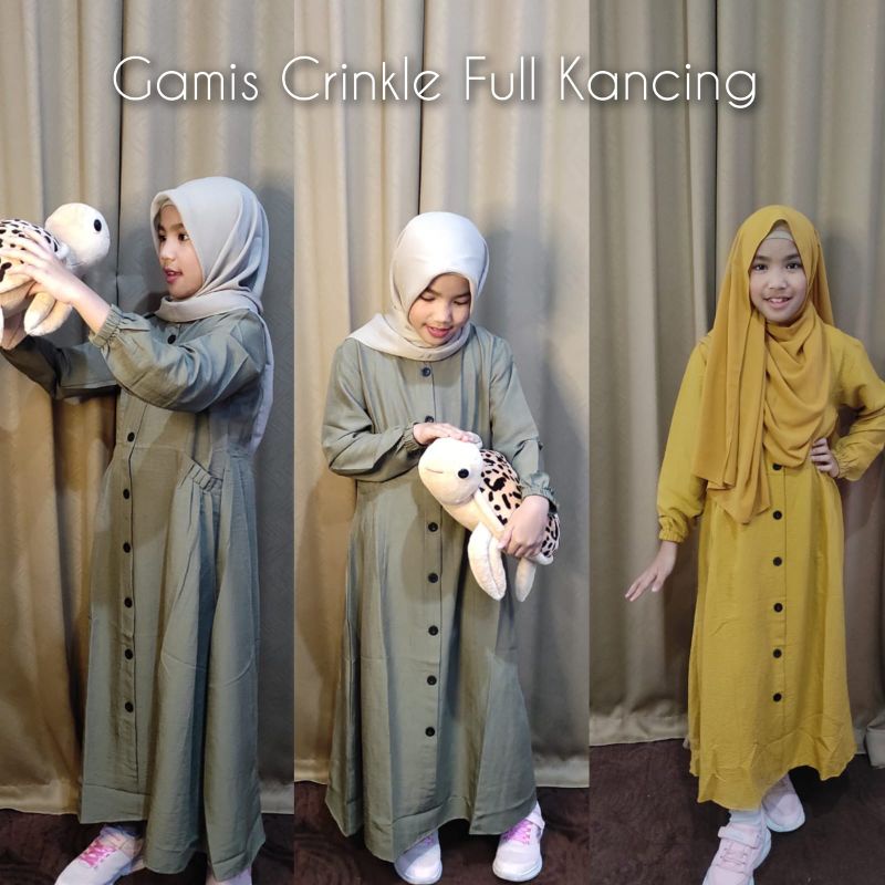 Gamis Anak Crinkle Full Kancing